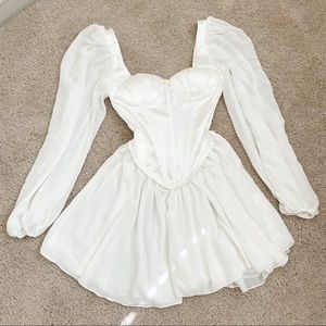 Mini Satin Corset Dress (White)